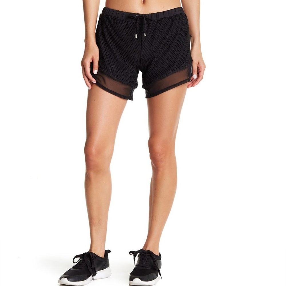 Lukka Lux Women's Collusion Shorts S Small Mesh Sheer Hem Black